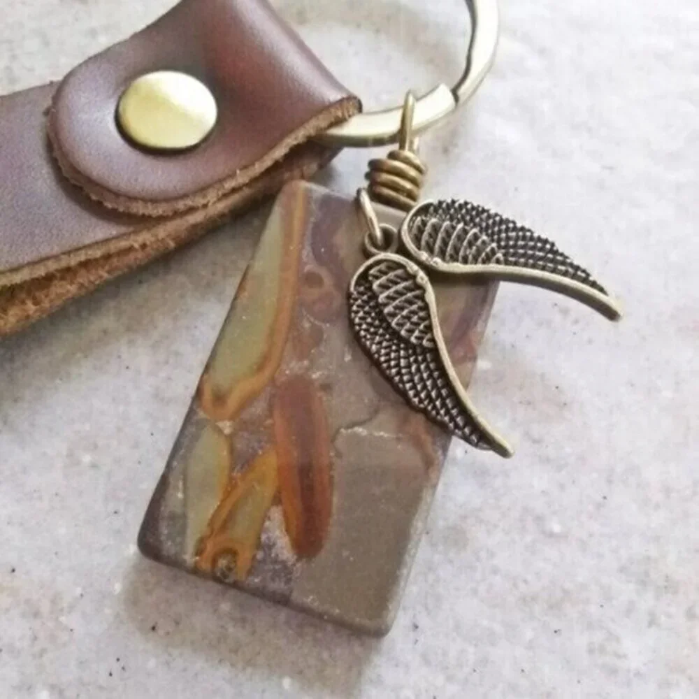 New Driver - Jasper + Angel Wings - Key Chain - Masculine Rugged Rustic